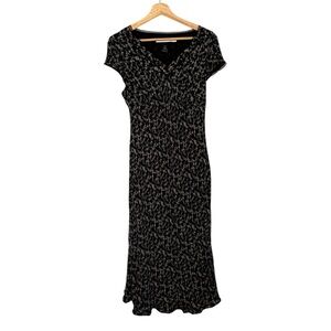 Studio M Silk Dress Floral Black/White/Cream Size 14/16 Elegant Evening Vintage